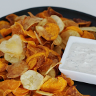Sweet Potato Chips + Healthy Onion Dip